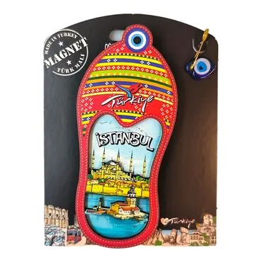Toptan İstanbul Temalı Uv Baskılı Kartonetli Ahşap Magnet - 19