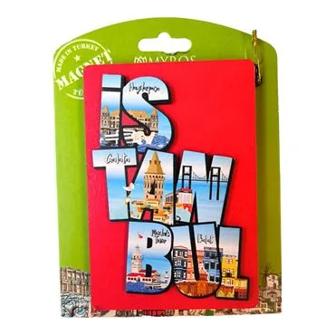 Toptan İstanbul Temalı Uv Baskılı Kartonetli Ahşap Magnet - 21