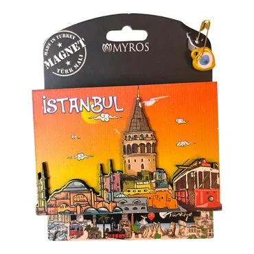 Toptan İstanbul Temalı Uv Baskılı Kartonetli Ahşap Magnet - 22