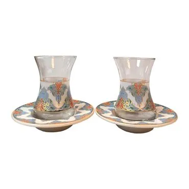 Tile Pattern Themed Dual Asena Tea Set - 9