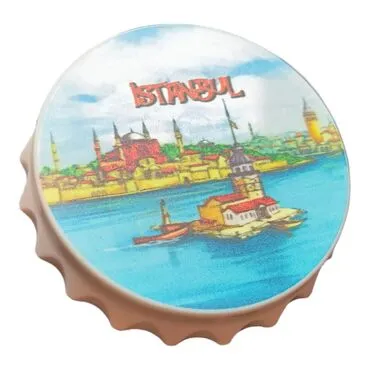 Istanbul Themed Customised Uv Printed Bottle Cap Shaped Plastic Base  Bottle Opener  63x15 mm - 2