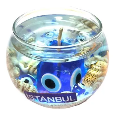 Istanbul Themed Small Round Glass Gel Candle - Standart - 2