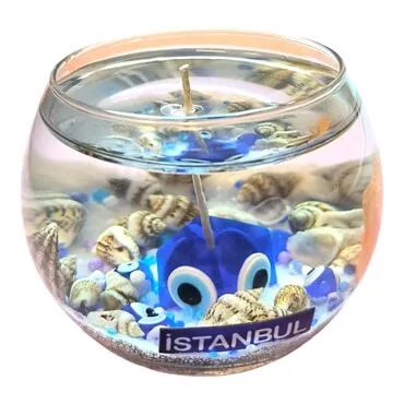 Istanbul Themed Big Round Glass Gel Candle - Standart