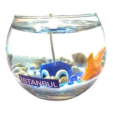 Istanbul Themed Big Round Glass Gel Candle - Standart - 2