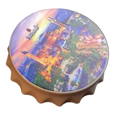 Istanbul Themed Customised UV Printed Bottle Cap Shaped Plastic Base Bottle Opener 58x15 mm - 2