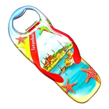 Istanbul Themed Slipper Shaped Metal Magnetic Bottle Opener 110x45 mm - 2