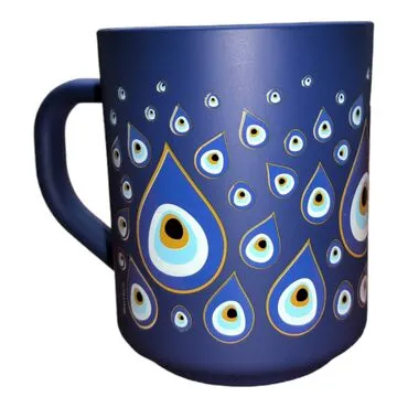 Evil Eye Themed Colored Glass Mug - Standart - 2