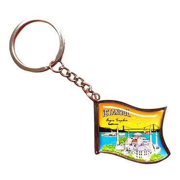 Toptan İstanbul Temalı Myros Bayrak Anahtarlik 40*105 Mm - 2