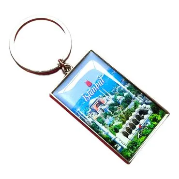 Istanbul Themed Metal Big Rectangle Keychain 32x88 mm - 2