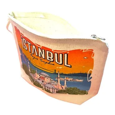 Istanbul Themed Digital Printed Kanvas Purse 14,5x20 cm - 4