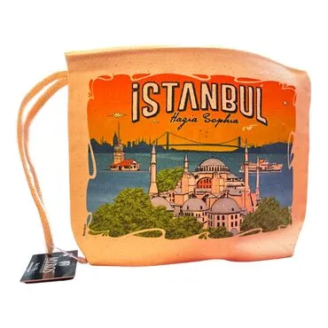 Istanbul Themed Digital Printed Kanvas Purse 14,5x20 cm - 5