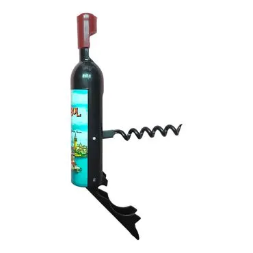 Istanbul Themed Bottle Shaped Metal Wine Bottle Corkscrew Opener-Magnetic 115x25x25 mm - 12