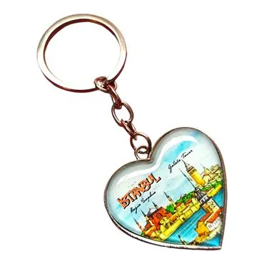 Toptan İstanbul Temalı Myros Kalp Anahtarlik 40*90 Mm - 2