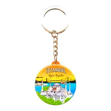Istanbul Themed Customised UV Printed Plastic Base Square Keyring 38x100 mm - 19