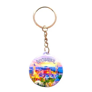 Istanbul Themed Customised UV Printed Plastic Base Square Keyring 38x100 mm - 20