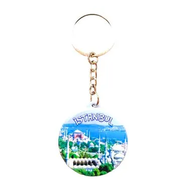 Istanbul Themed Customised UV Printed Plastic Base Square Keyring 38x100 mm - 10