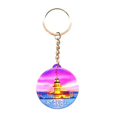 Istanbul Themed Customised UV Printed Plastic Base Square Keyring 38x100 mm - 11