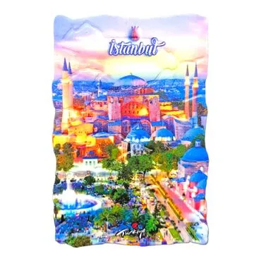 Istanbul Themed Customised UV Printed Plastic Base Mosaic Pattern Rectangle Fridge Magnet 80x50 mm - 29