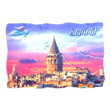 Istanbul Themed Customised UV Printed Plastic Base Mosaic Pattern Rectangle Fridge Magnet 80x50 mm - 31