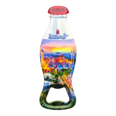 Istanbul Themed Customised Uv Printed Coca Cola Bottle Shape Plastic Base Bottle Opener 42x120 mm - 9