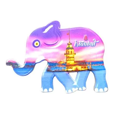 Toptan İstanbul Temalı Uv Baskılı Fil Şekilli Magnet 86x62 mm - 21