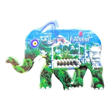 Toptan İstanbul Temalı Uv Baskılı Fil Şekilli Magnet 86x62 mm - 17