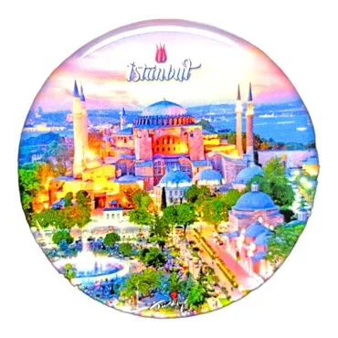 Toptan İstanbul Temalı Myros Yuvarlak Magnet 67 mm - 24