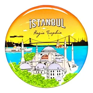 Toptan İstanbul Temalı Myros Yuvarlak Magnet 67 mm - 25