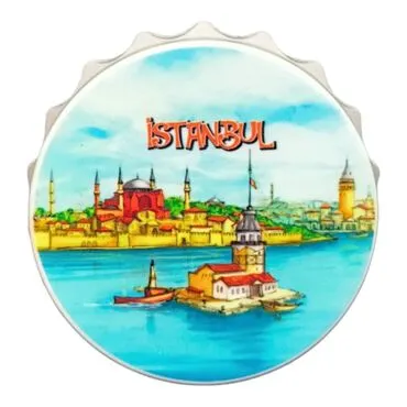 Istanbul Themed Customised UV Printed Bottle Cap Shaped Plastic Base Bottle Opener 58x15 mm - 5