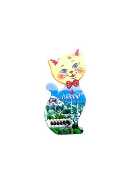 Istanbul Themed Customised UV Printed Plastic Base Cat Shaped Fridge Magnet 43x87 mm - 24