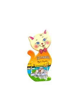 Istanbul Themed Customised UV Printed Plastic Base Cat Shaped Fridge Magnet 43x87 mm - 27