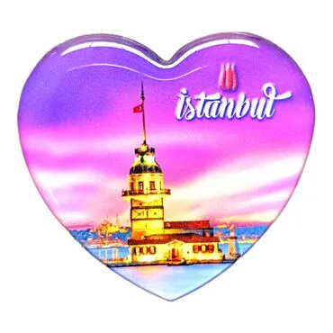 Toptan İstanbul Temalı Myros Kalp Magnet 65x60 mm - 21