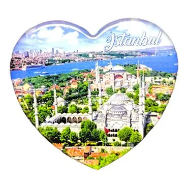Toptan İstanbul Temalı Myros Kalp Magnet 65x60 mm - 19