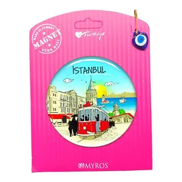 Istanbul Themed Epoxy Dome Backing Card Souvenir Fridge Magnet - 17