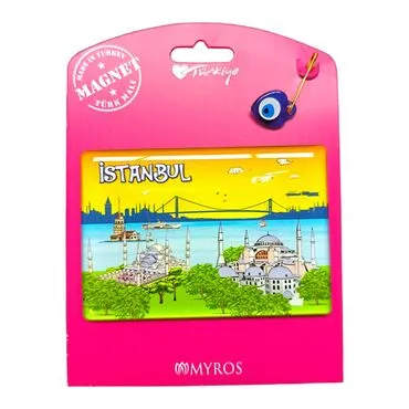 Istanbul Themed Epoxy Dome Backing Card Souvenir Fridge Magnet - 22