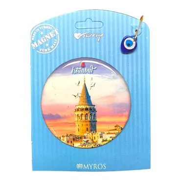 Istanbul Themed Epoxy Dome Backing Card Souvenir Fridge Magnet - 33