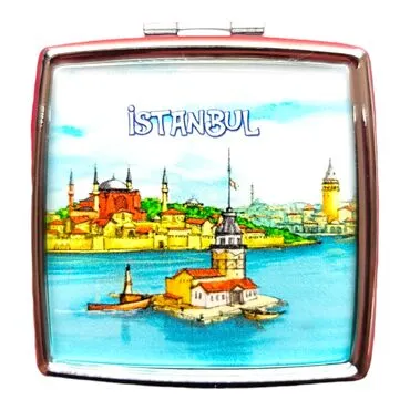 Istanbul Themed Customised Epoxy Square Pill Box 54x58x18 mm - 4