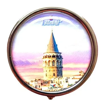 Istanbul Themed Customised Epoxy Round Pill Box 50x15 mm - 5