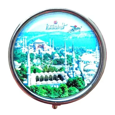 Istanbul Themed Customised Epoxy Round Pill Box 50x15 mm - 8