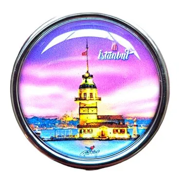 Istanbul Themed Customised Epoxy Round Pill Box 50x15 mm - 9