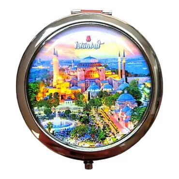 Istanbul Themed Customised Metal Epoxy Travel Make Up Compact Mirror 70x11 mm - 7