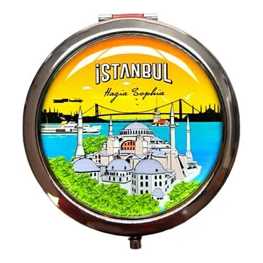 Istanbul Themed Customised Metal Epoxy Travel Make Up Compact Mirror 70x11 mm - 12