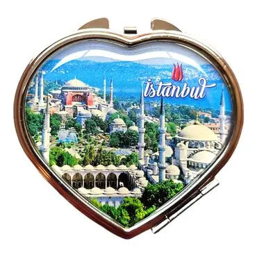 Toptan İstanbul Temalı Myros Metal Kalp Ayna 70x65x8 mm - 10