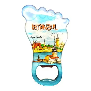 Istanbul Themed Foot Shaped Metal Magnetic Bottle Opener 100x59 mm - 6