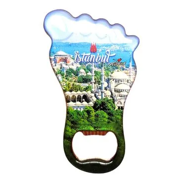 Istanbul Themed Foot Shaped Metal Magnetic Bottle Opener 100x59 mm - 7