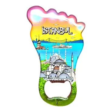 Istanbul Themed Foot Shaped Metal Magnetic Bottle Opener 100x59 mm - 8