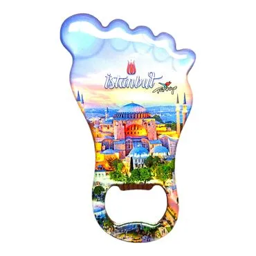 Istanbul Themed Foot Shaped Metal Magnetic Bottle Opener 100x59 mm - 9