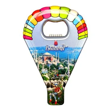 Istanbul Themed Parachute Shaped Metal Magnetic Opener 113x75 mm - 6