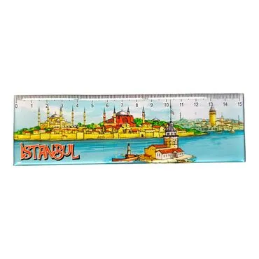 Istanbul Themed Epoxy Dome Souvenir Magnetic Ruler Magnet 165x50 mm - 4