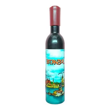 Istanbul Themed Bottle Shaped Metal Wine Bottle Corkscrew Opener-Magnetic 115x25x25 mm - 14